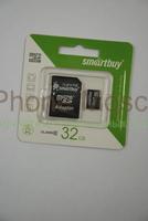 Карта памяти MicroSDHC 32Gb (Class 10) Smartbuy + адаптер